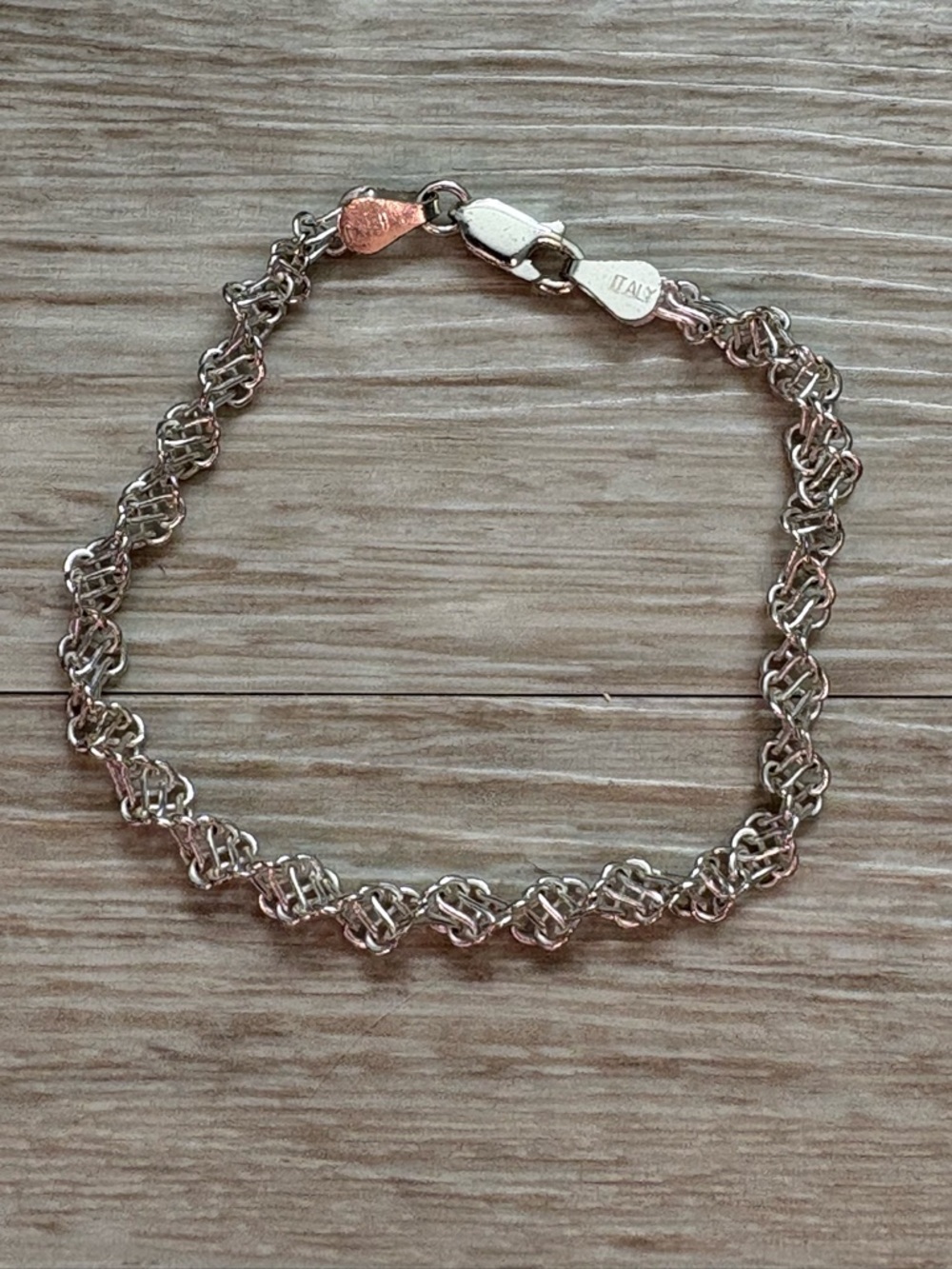 Vintage Italian Sterling Silver Rope Link Bracelet - Picture 3 of 7